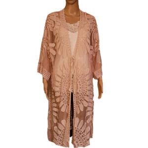Forgotten GRACE sheer pink & white sheer cardigan. Size L/XL. NWT